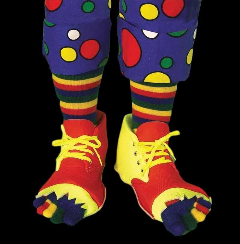 Adult's Red & Yellow Clown Shoes & Toe Socks Set