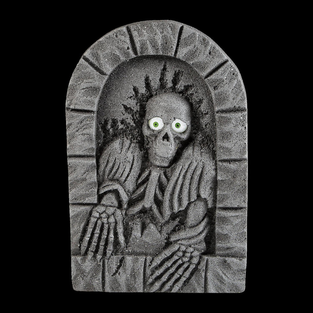 22” Gray Tombstone with Light-Up Moving Eyes Halloween Decoration