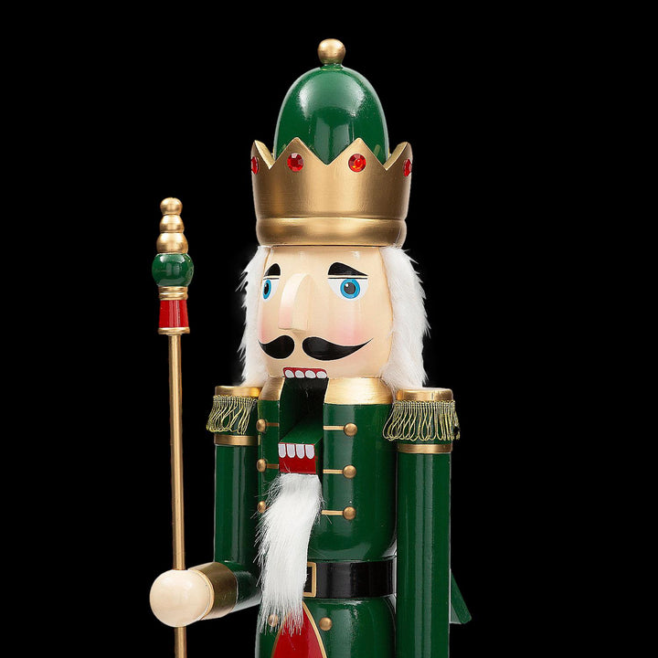 3 Ft. Large Classic Green Wood Holiday Nutcracker with Scepter