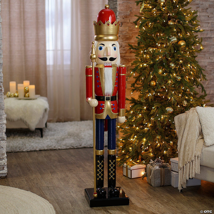 5 Ft. Giant Classic Red Wood Holiday Nutcracker with Scepter