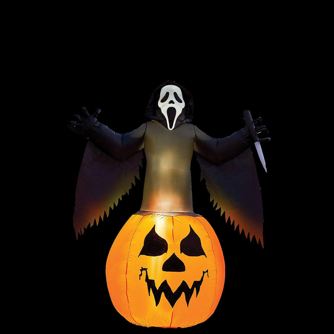 6' Ghost Face Pumpkin Lawn Inflatable Decoration