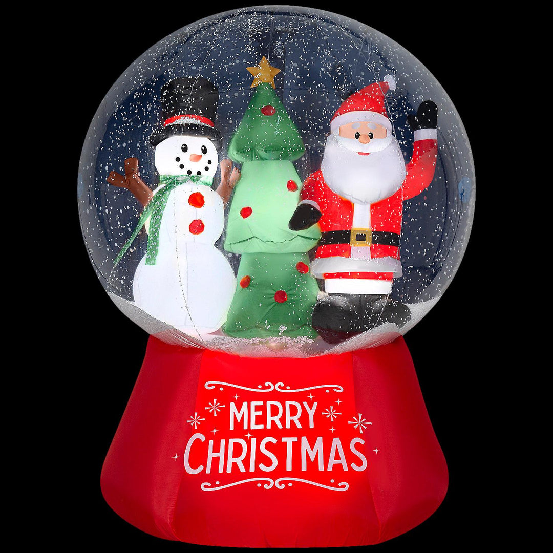 Airblown Santa & Snowman Snow Globe with Snow Pellets & Built-In LED Lights Christmas Outdoor Yard Decoration