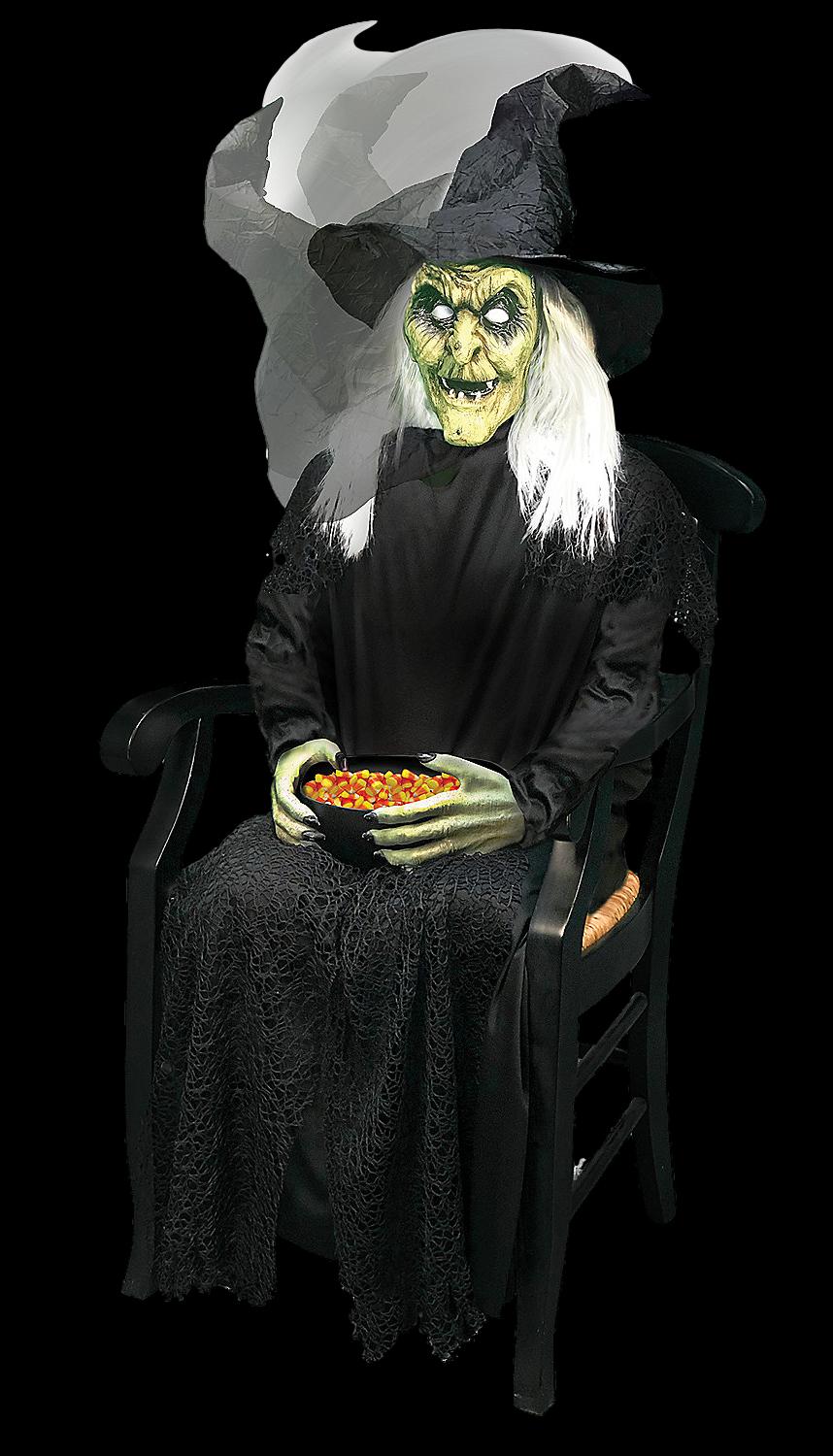 Animated Sitting Witch Halloween Prop