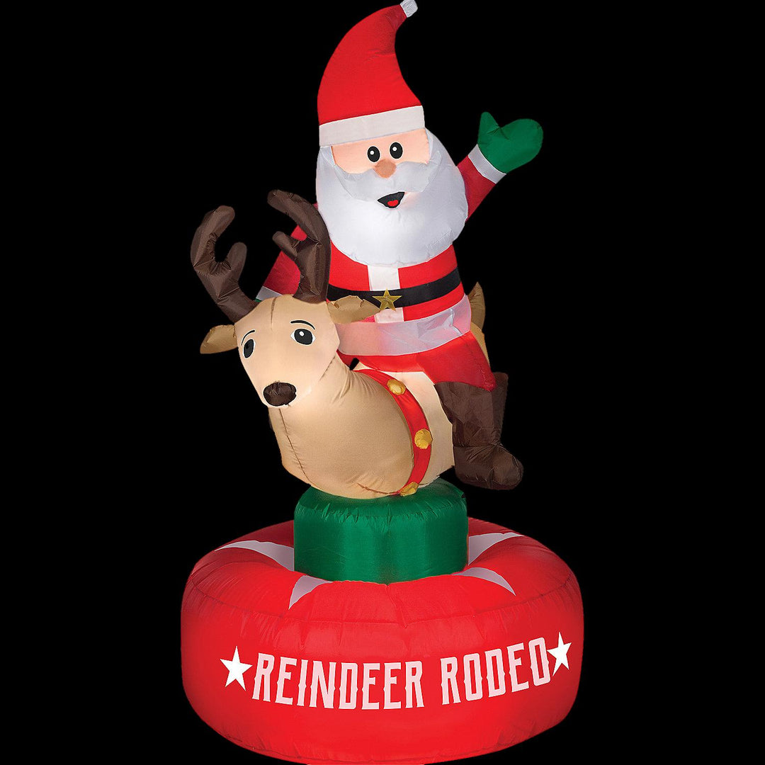 Blow Up Inflatable Animated Santa On Reindeer Outdoor Yard Decoration