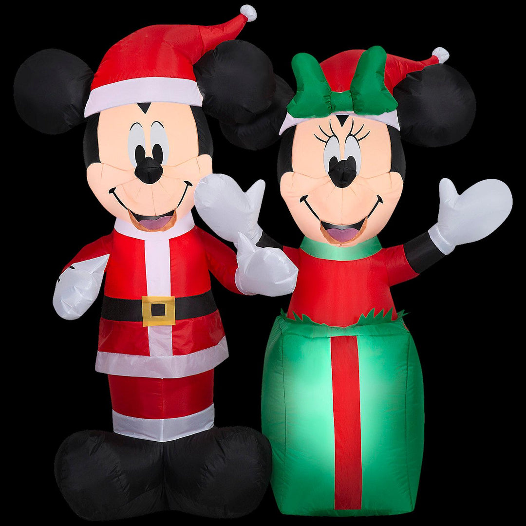 Blowup Inflatable Santa Mickey & Minnie with Built-In Lights Christmas Outdoor Yard Decoration