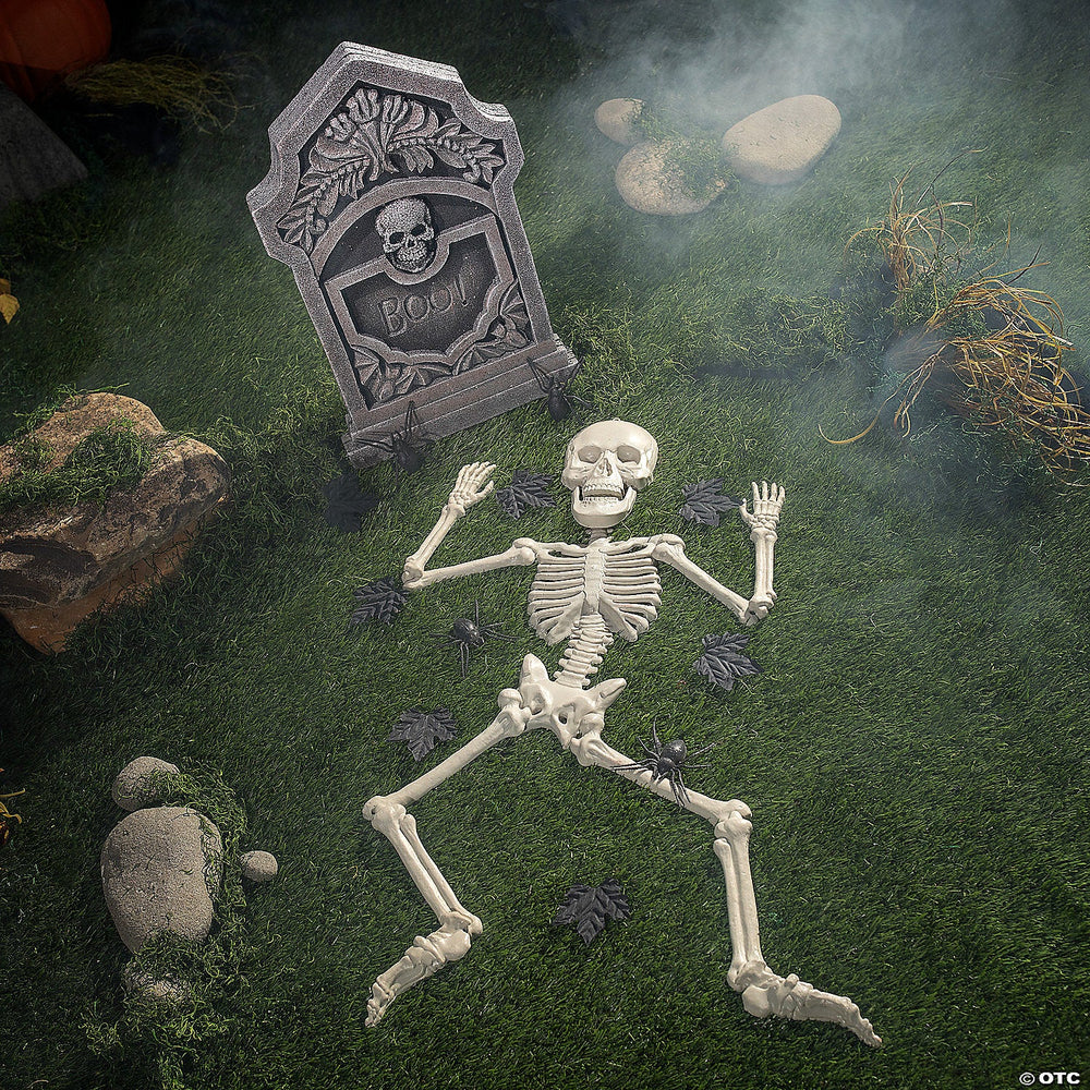 Boo! Tombstone & Skeleton Graveyard Halloween Decorations Set