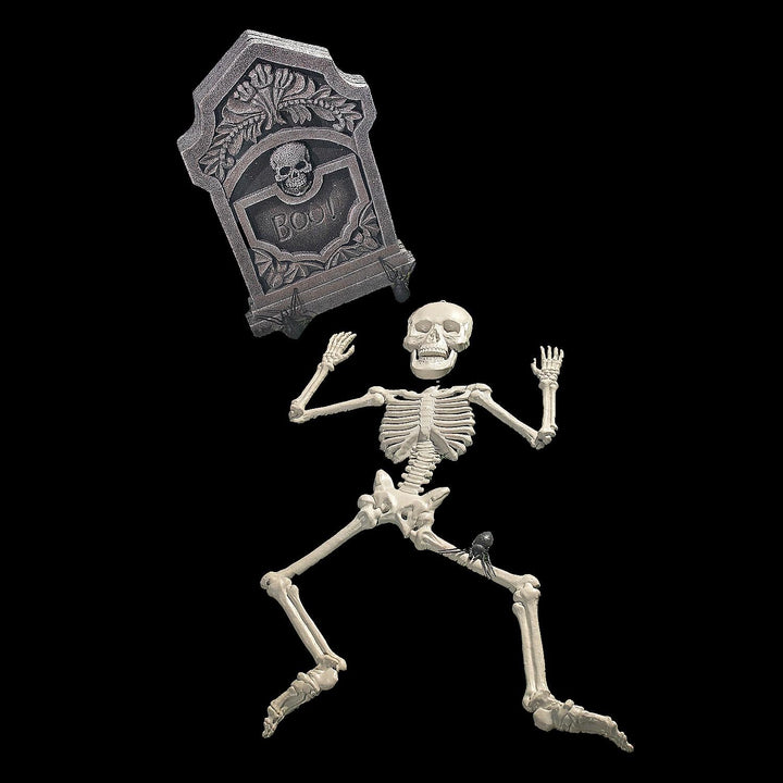 Boo! Tombstone & Skeleton Graveyard Halloween Decorations Set