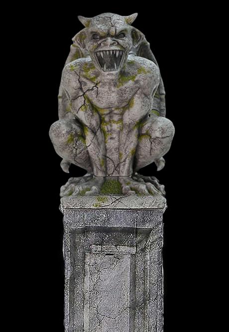 Oversized Gargoyle Pillar Animated Halloween Prop