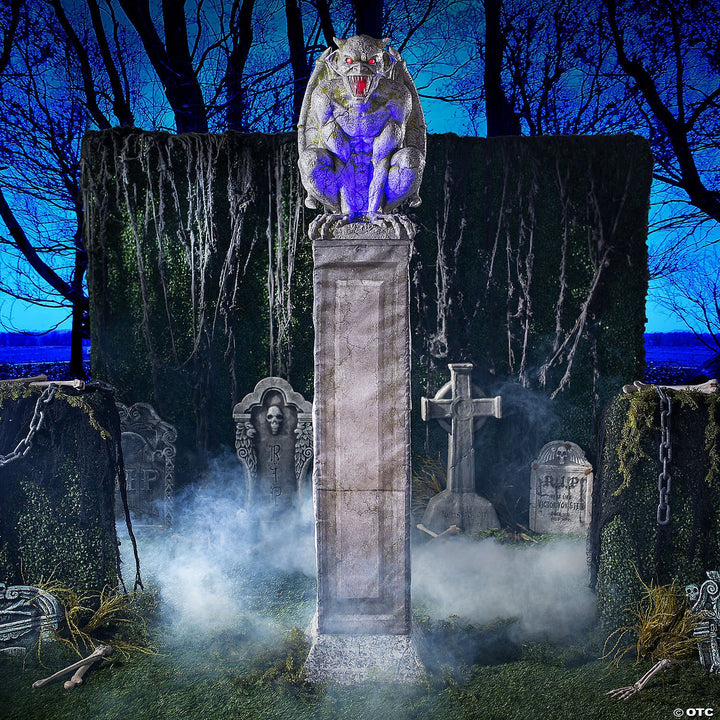 Oversized Gargoyle Pillar Animated Halloween Prop