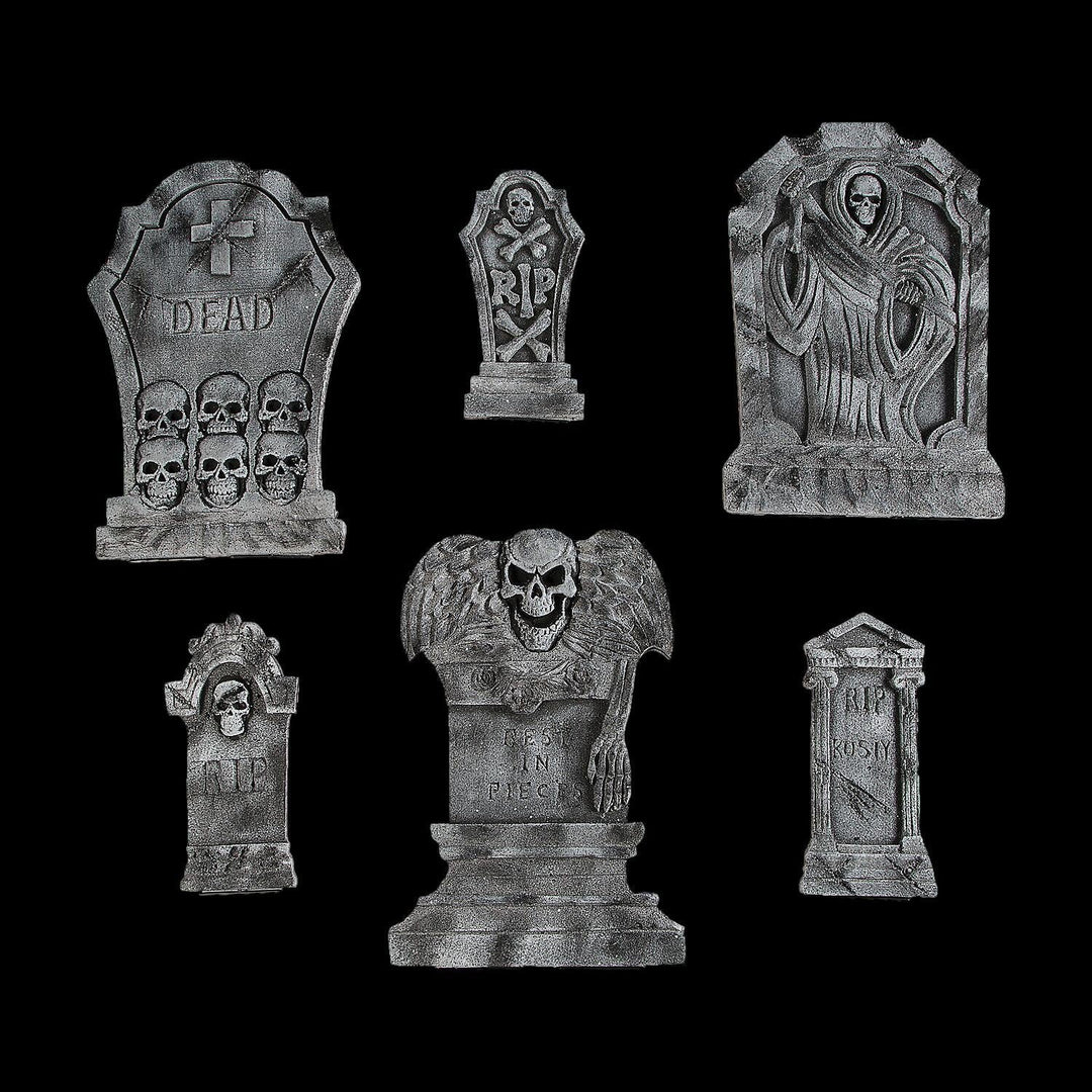 Spooky Graveyard Foam Tombstone Halloween Decorations Set – 6 Pc.