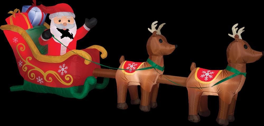 Airblown Santa & Sleigh With Reindeer Large Inflatable Scene – The ...