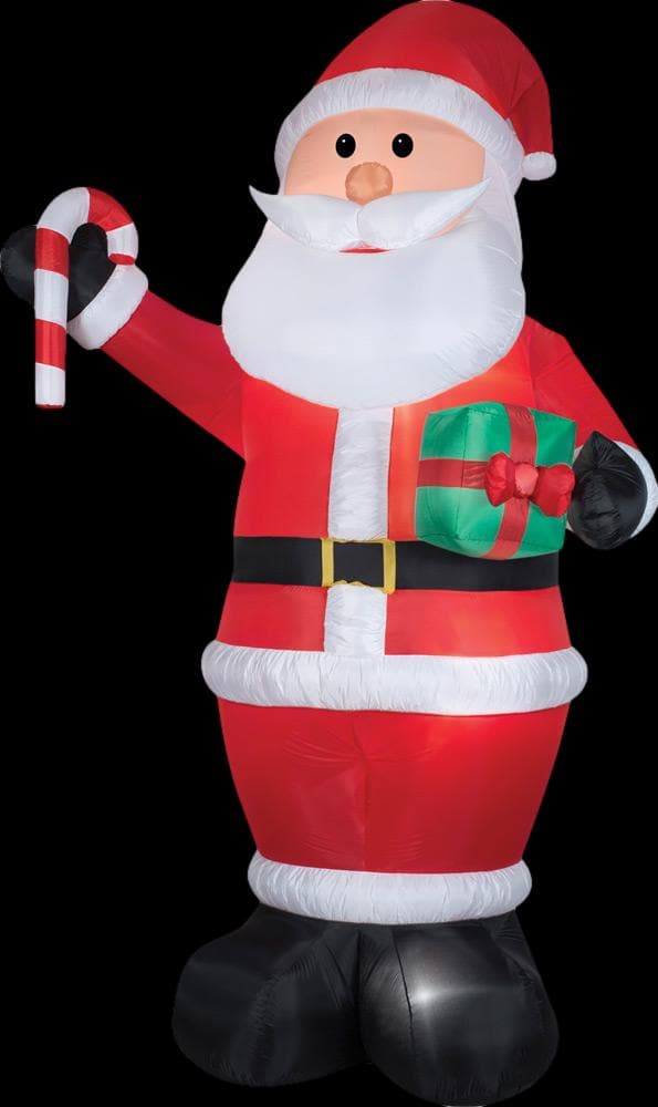 Airblown Santa with Gift and Candy Cane Inflatable – The Horror Dome