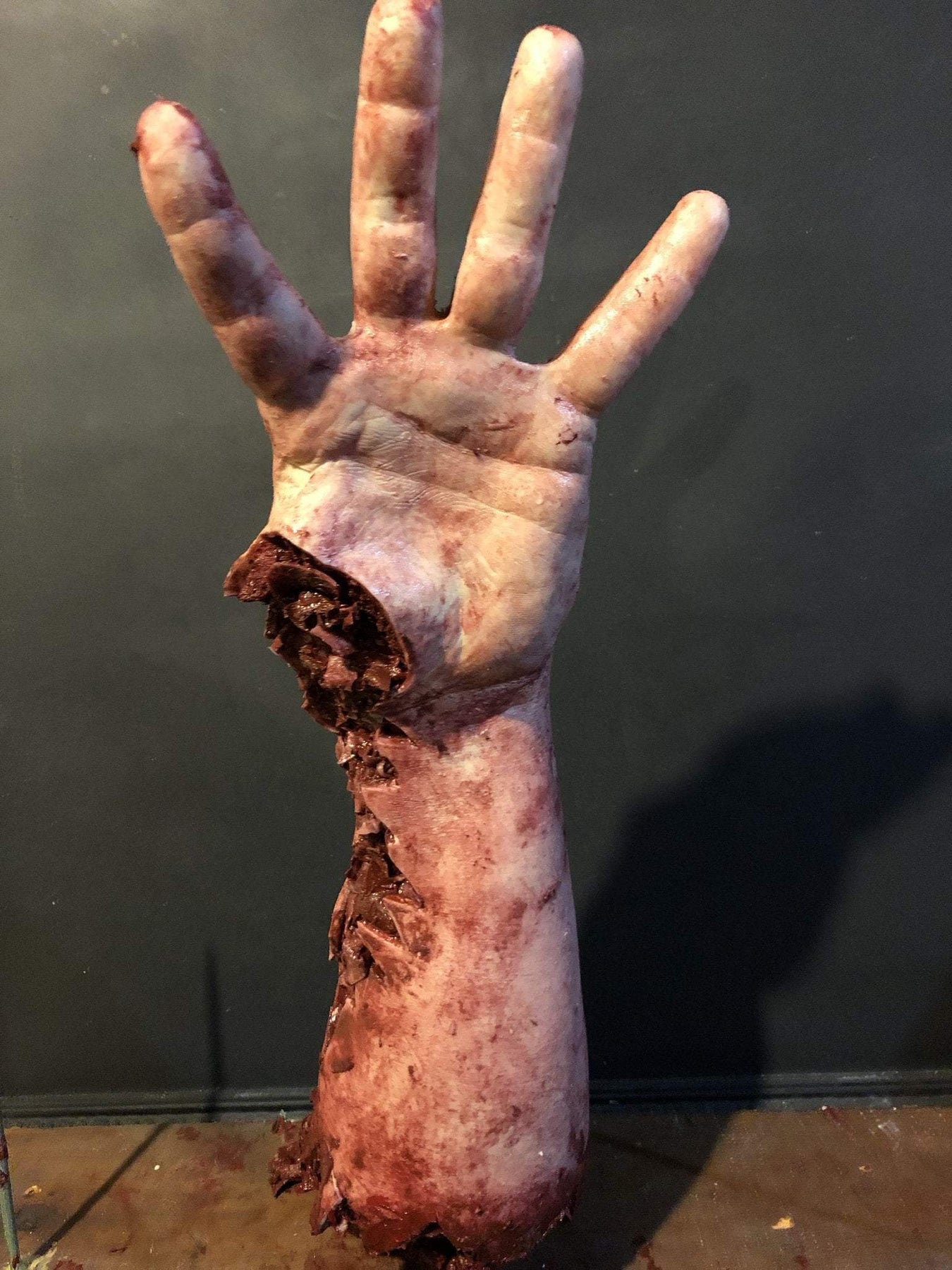 Halloween Simulation Fake Hand with Cloth Arm Realistic Bloody